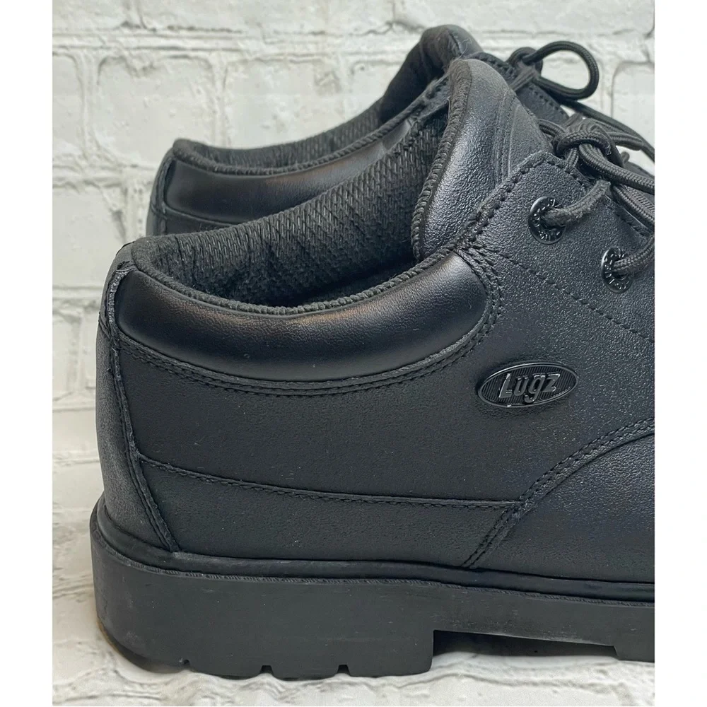 Black Leather Lugz Low Work Boot